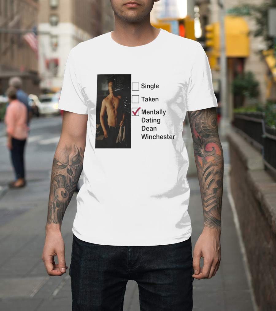 Jensen Ackles Less Mentally Dating Dean Winchester Single Taken Checked T-Shirt