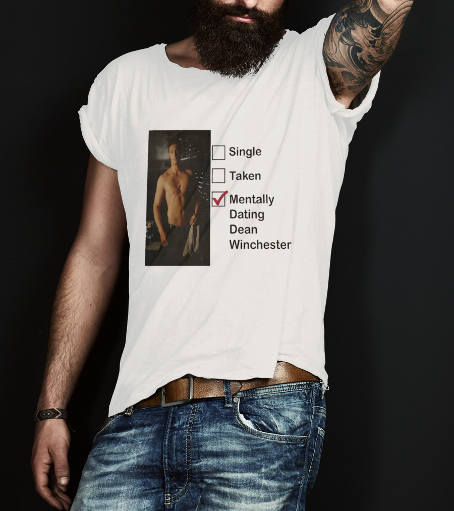 Jensen Ackles Less Mentally Dating Dean Winchester Single Taken Checked T-Shirt