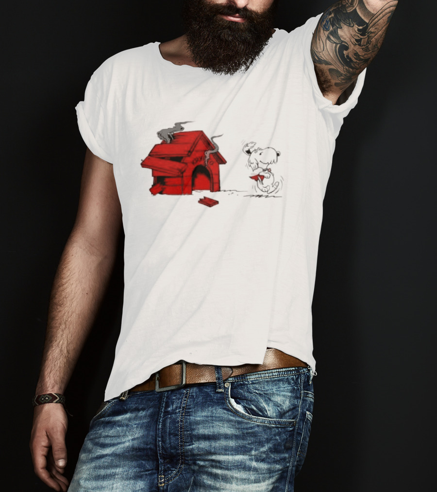 Krypto The Superdog Peanuts Snoopy Comic Book House Destruction Scene T-Shirt