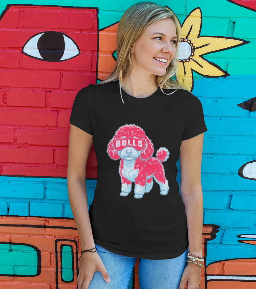 Chicago Bulls Poodle Cartoon Glasses T-Shirt