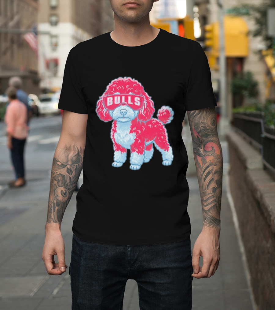 Chicago Bulls Poodle Cartoon Glasses T-Shirt
