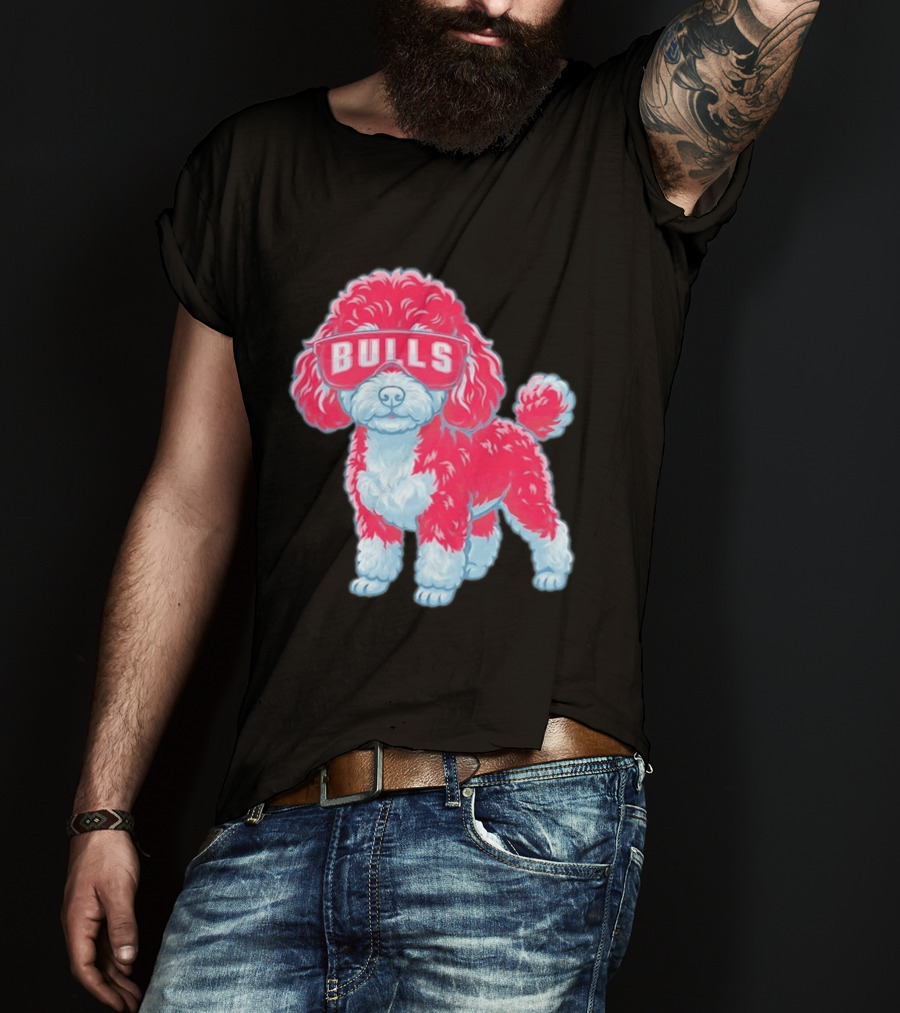 Chicago Bulls Poodle Cartoon Glasses T-Shirt