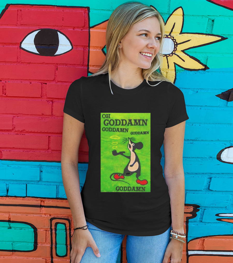 Oh Goddamn Mouse Smoking Pipe Humorous Phrase T-Shirt