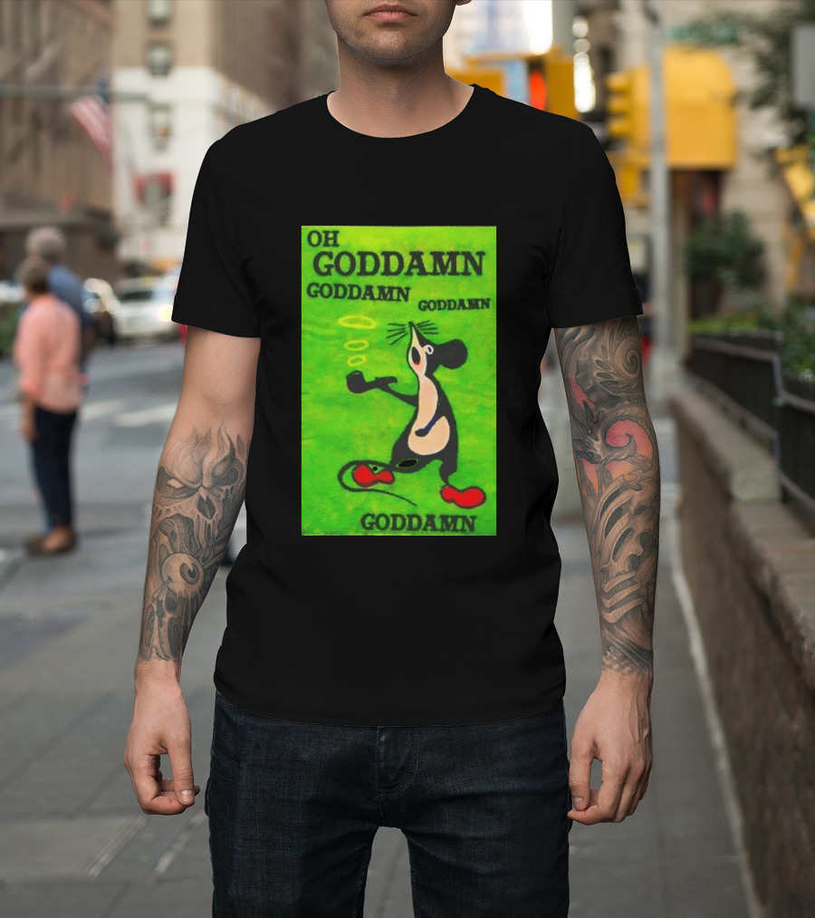 Oh Goddamn Mouse Smoking Pipe Humorous Phrase T-Shirt