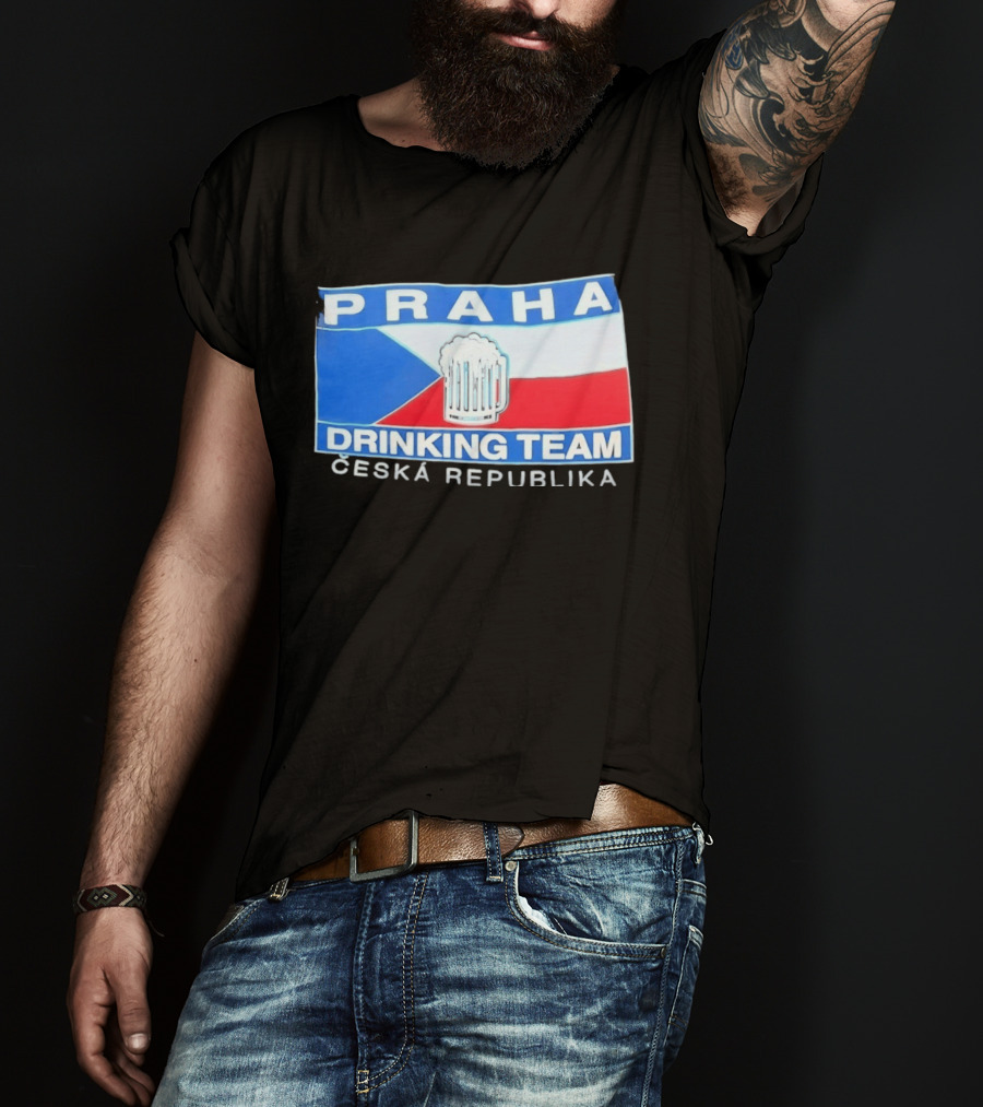 PRAHA Drinking Team Ceska Republika Flag Beer T-Shirt