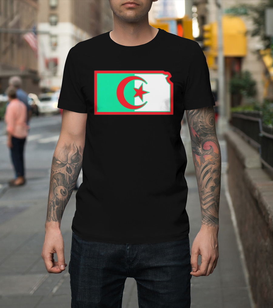 Lawrence Kansas Algeria Flag Map T-Shirt