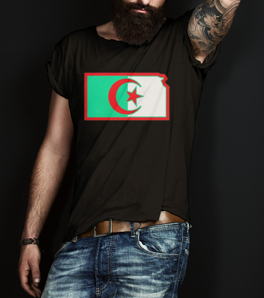 Lawrence Kansas Algeria Flag Map T-Shirt