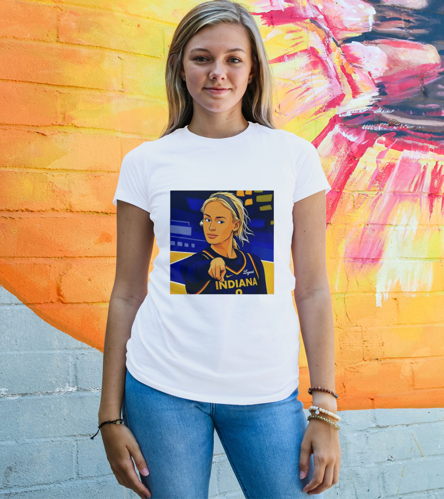 Indiana Basketball Legend Blonde Pointing Cartoon T-Shirt
