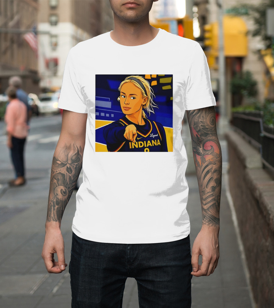 Indiana Basketball Legend Blonde Pointing Cartoon T-Shirt