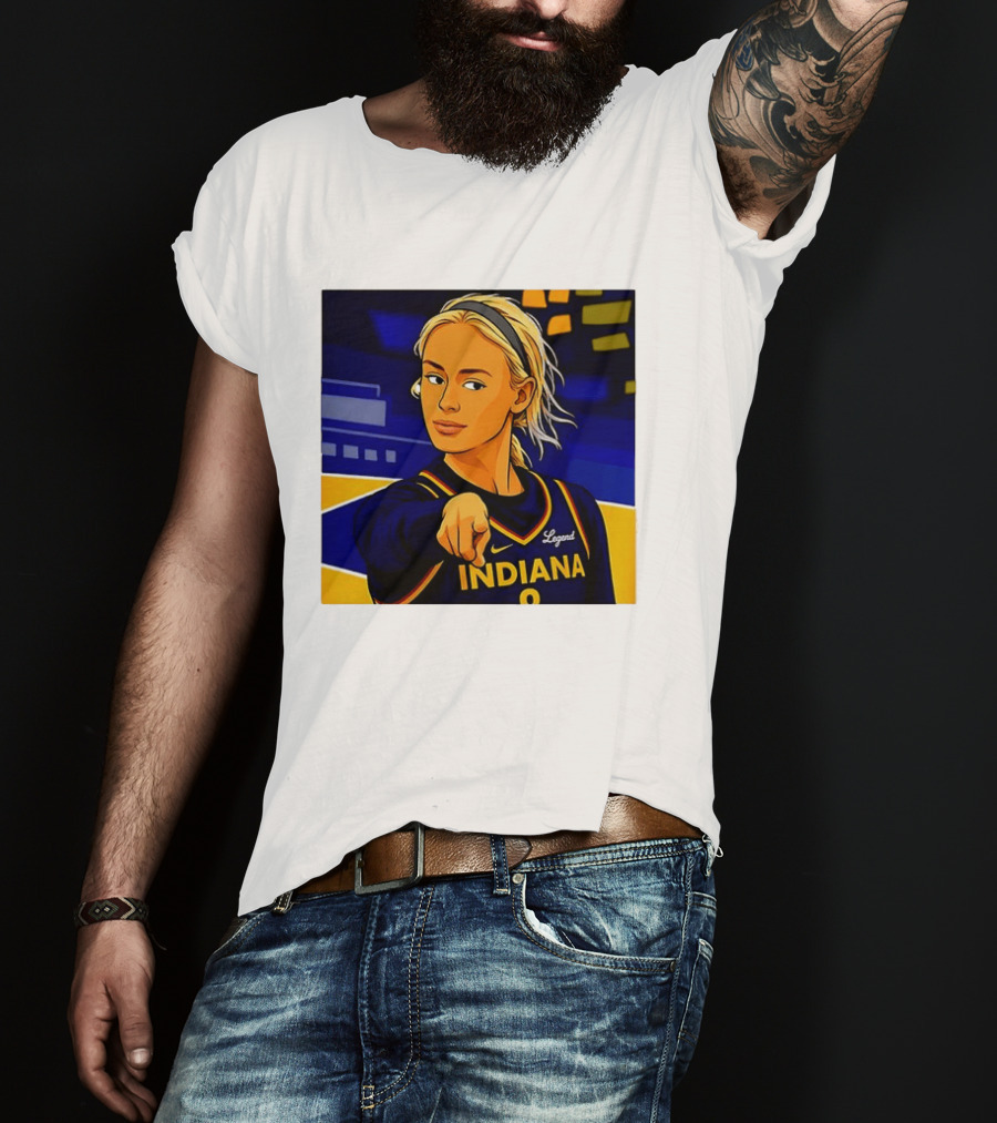 Indiana Basketball Legend Blonde Pointing Cartoon T-Shirt