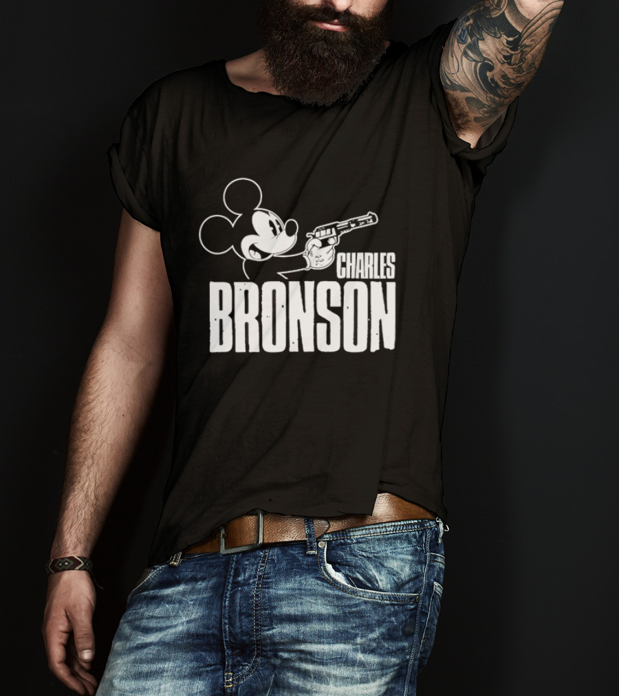 Charles Bronson Mickey Mouse Holding Gun T-Shirt
