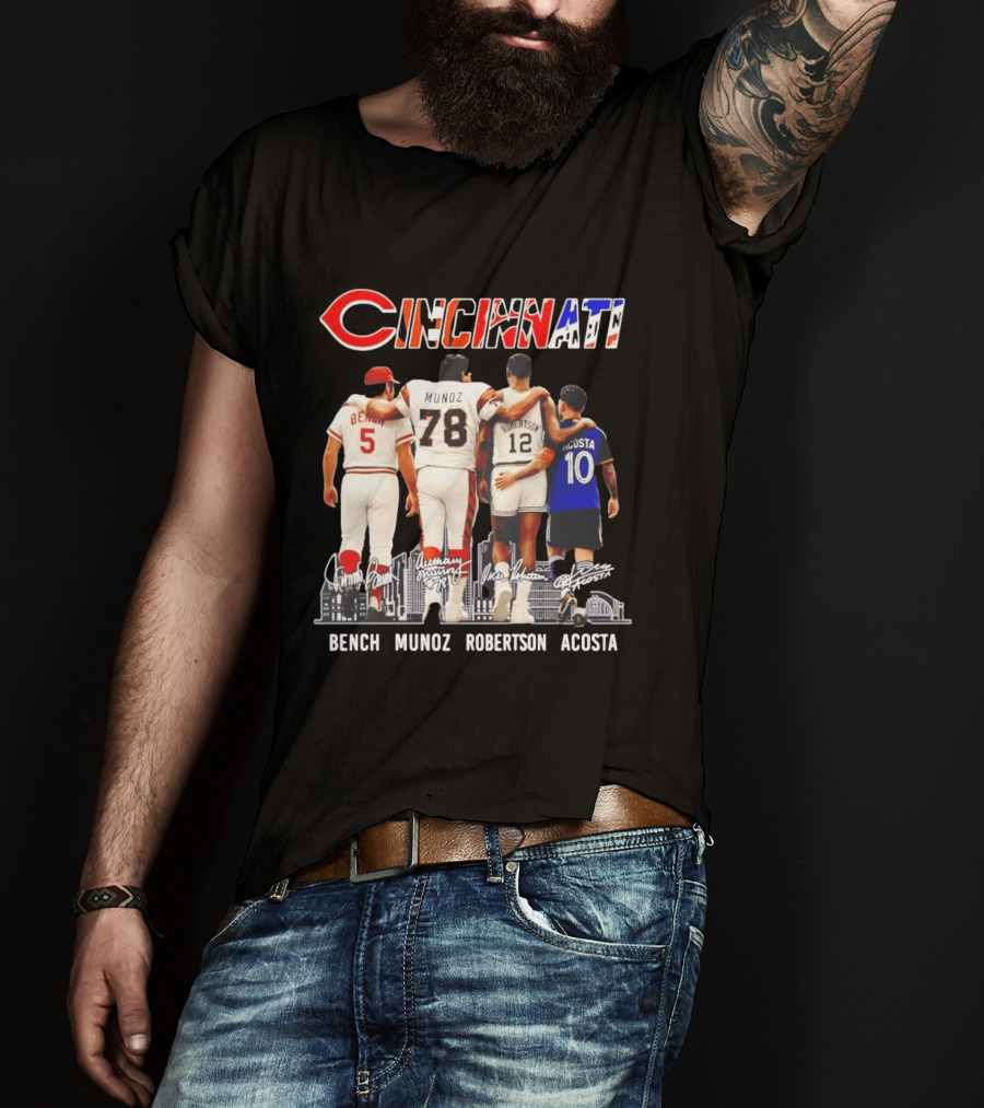 Cincinnati Icons Bench Munoz Robertson Acosta Sports Legends T-Shirt