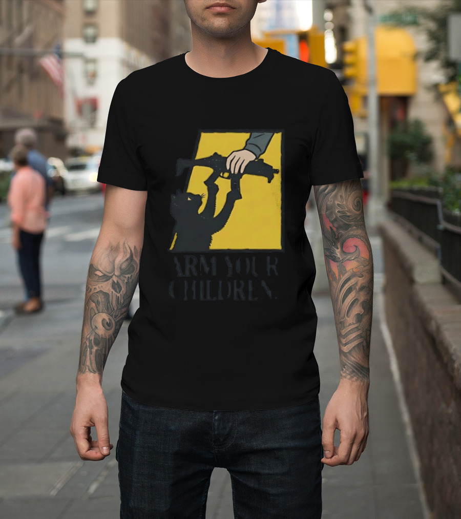 Arm Your Children Black Cat Gun T-Shirt