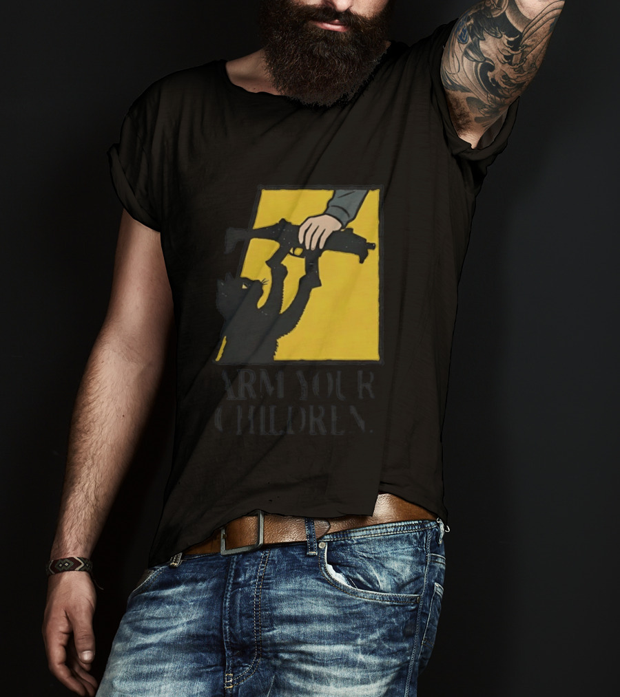 Arm Your Children Black Cat Gun T-Shirt