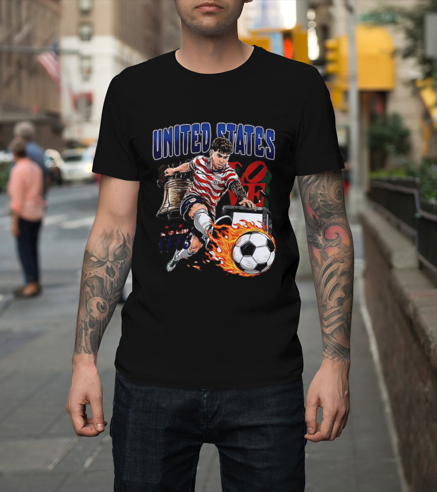 Christian Pulisic United States Soccer Fireball Liberty Bell Established 1776 T-Shirt