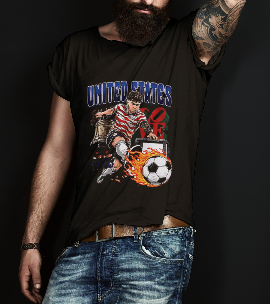 Christian Pulisic United States Soccer Fireball Liberty Bell Established 1776 T-Shirt