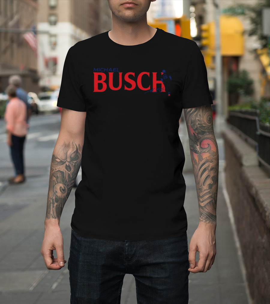 Michael Busch Baseball Player With Number 26 And Signature T-Shirt