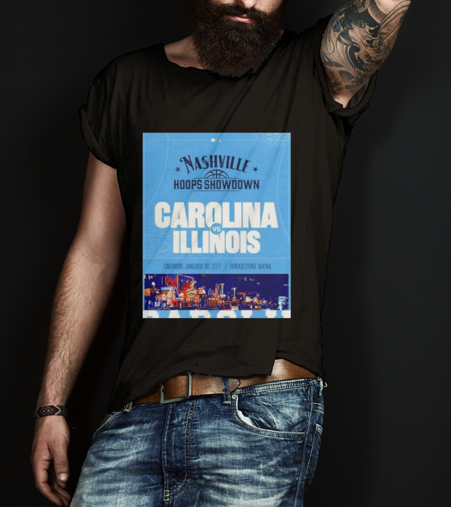 Nashville Hoops Showdown Carolina Vs Illinois Saturday January 30 2027 Bridgestone Arena T-Shirt