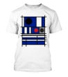 Geometric Shapes Blue Black Red Circles Squares Lines T-Shirt