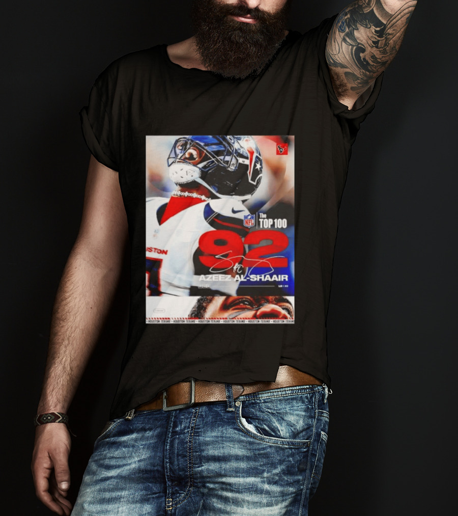 Houston Texans Azeez Al Shaair 92 NFL Top 100 Linebacker T-Shirt