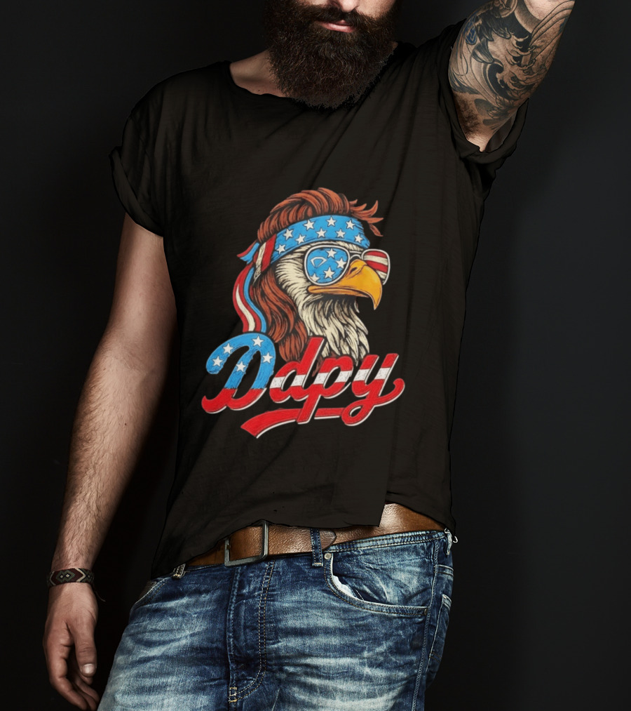 Patriotic Mullet Eagle USA Flag Bandana Ddpy Sunglasses T-Shirt