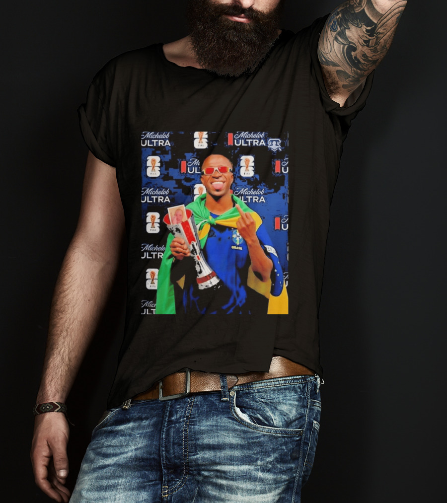 Vinicius Jr FIFA Trophy Celebration Brazil Flag Michelob Ultra T-Shirt