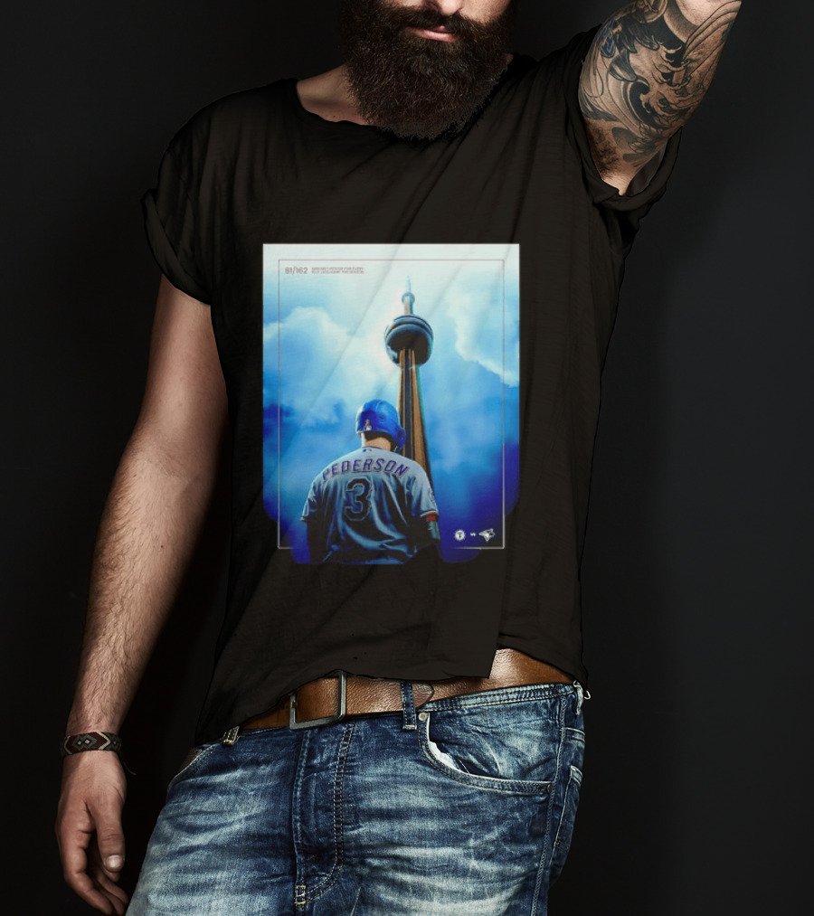 Pederson Toronto Blue Jays Vs Texas Rangers Game 1 CN Tower 81/162 T-Shirt