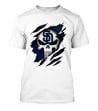 SD Punisher Skull Ripped Fabric San Diego Padres T-Shirt