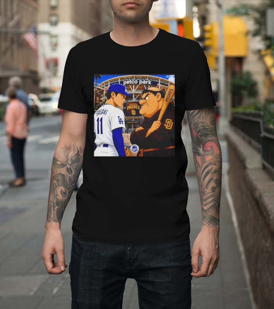 Petco Park Los Angeles Dodgers Sasaki San Diego Padres Anime Style Showdown T-Shirt