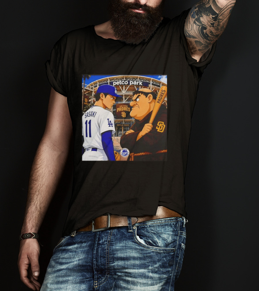 Petco Park Los Angeles Dodgers Sasaki San Diego Padres Anime Style Showdown T-Shirt