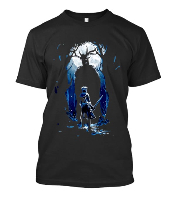 Black Knight Versus Leshen Encounter Fantasy Witcher Gaming Folklore T-Shirt