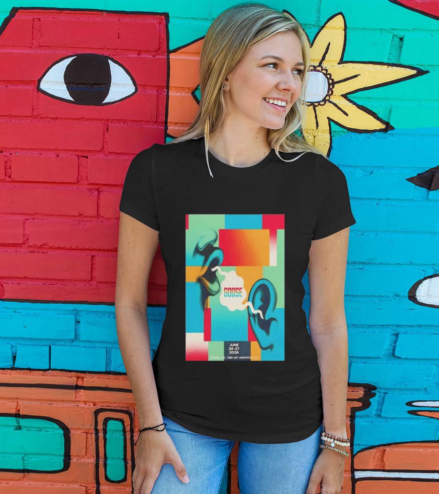Goose Red Hat Amphitheater Raleigh NC June 26 27 2026 Vibrant Pop T-Shirt