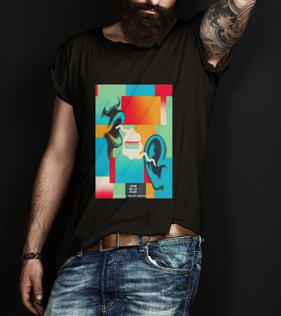 Goose Red Hat Amphitheater Raleigh NC June 26 27 2026 Vibrant Pop T-Shirt