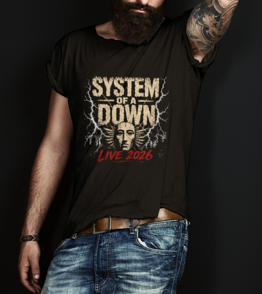 System Of A Down Live 2026 Tour Mask Music Band Rock Metal Concert T-Shirt