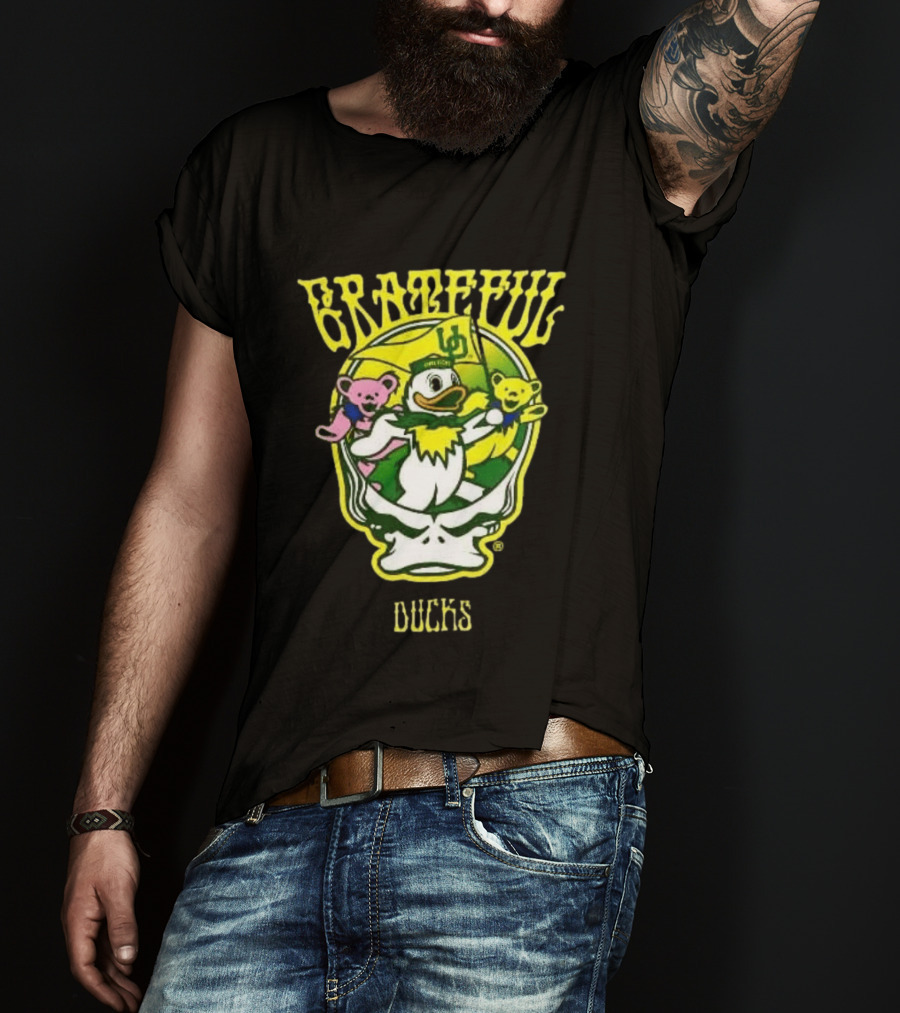 GratefulDucks Oregon Ducks 2025 Football Team Collaboration T-Shirt