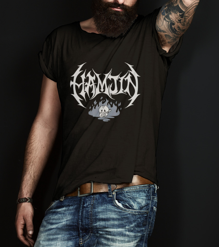 Hamjin Heavy Metal Music Guitar Fire Flame T-Shirt