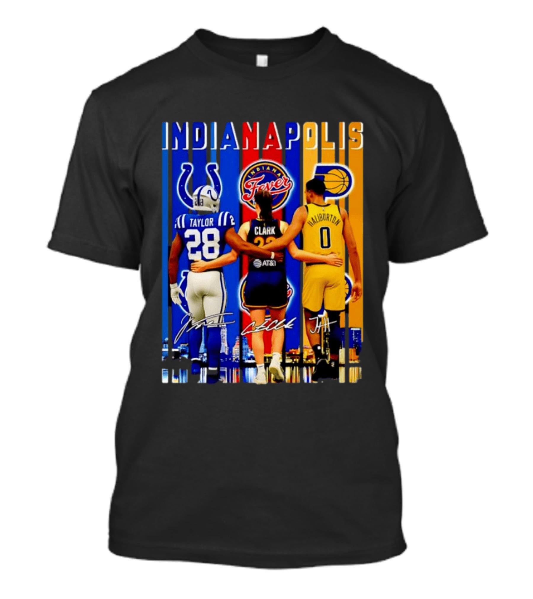 Indianapolis Colts Fever Pacers Jonathan Taylor Caitlin Clark Tyrese Haliburton T-Shirt