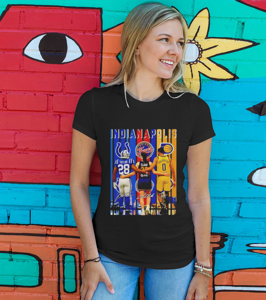 Indianapolis Colts Fever Pacers Jonathan Taylor Caitlin Clark Tyrese Haliburton T-Shirt