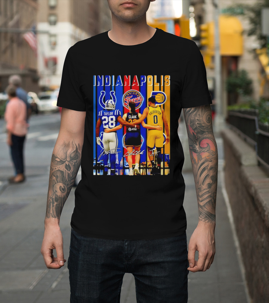 Indianapolis Colts Fever Pacers Jonathan Taylor Caitlin Clark Tyrese Haliburton T-Shirt