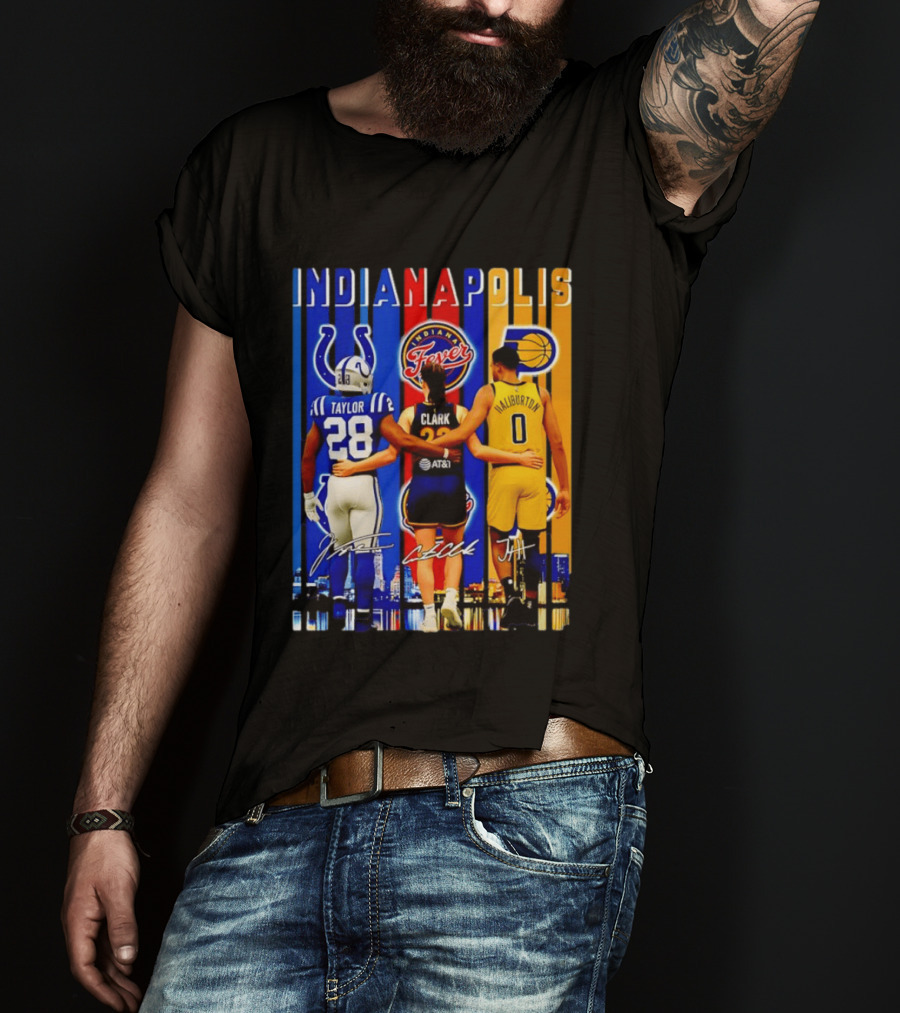 Indianapolis Colts Fever Pacers Jonathan Taylor Caitlin Clark Tyrese Haliburton T-Shirt