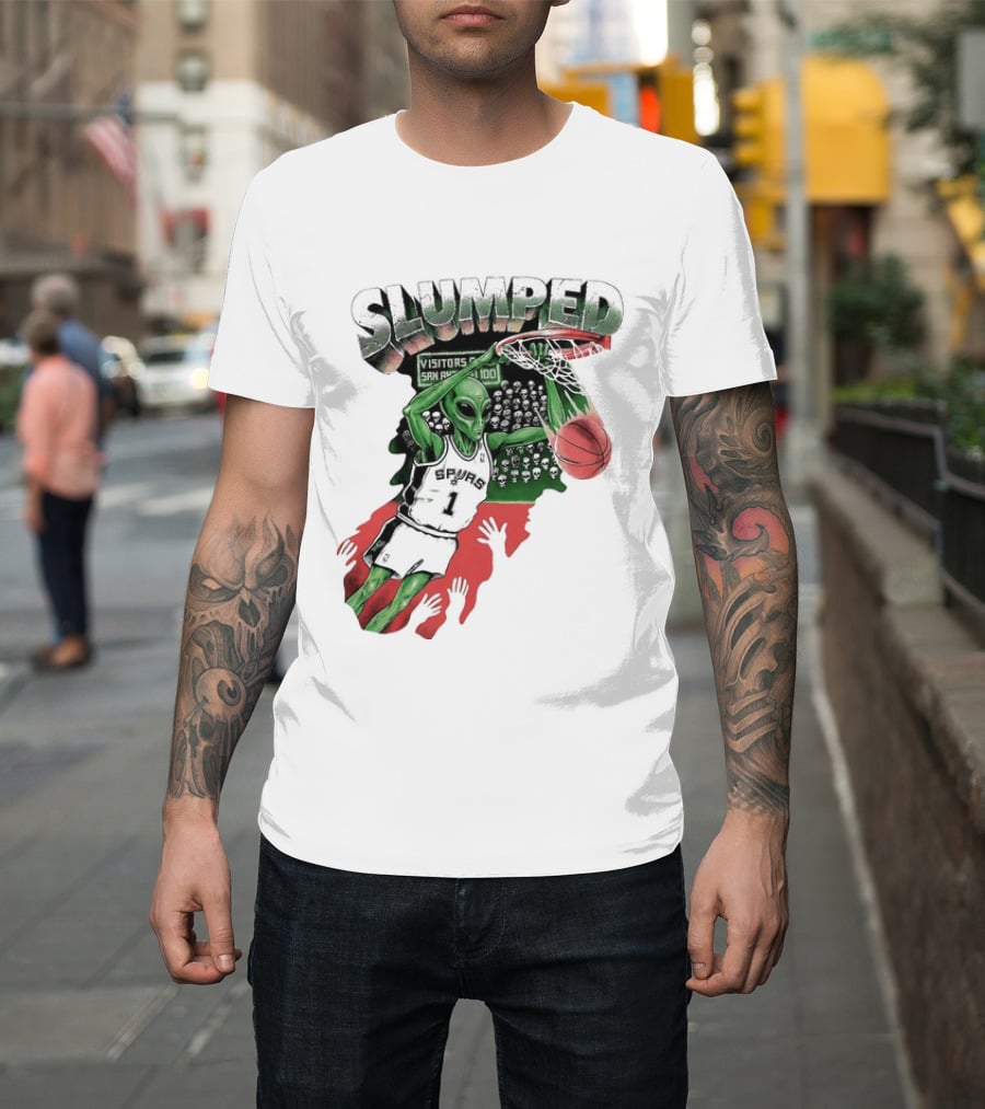 San Antonio Spurs NBA Alien Victor Wembanyama Slumped Basketball Visitors T-Shirt