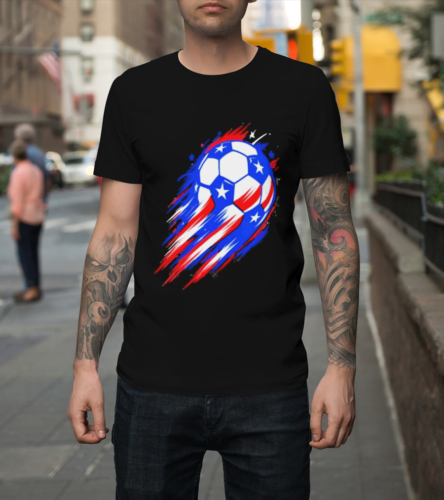 USA Cup 2026 Soccer Ball Stars And Stripes Brush Stroke T-Shirt