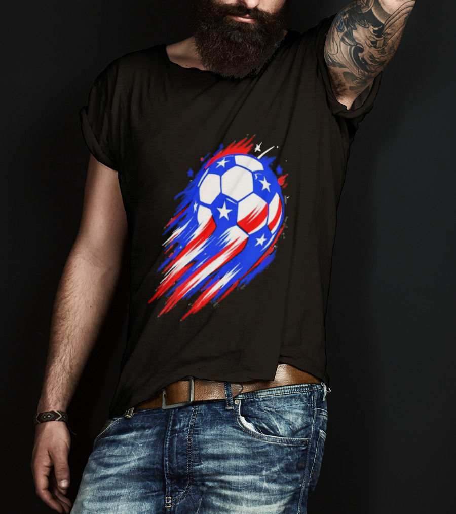 USA Cup 2026 Soccer Ball Stars And Stripes Brush Stroke T-Shirt