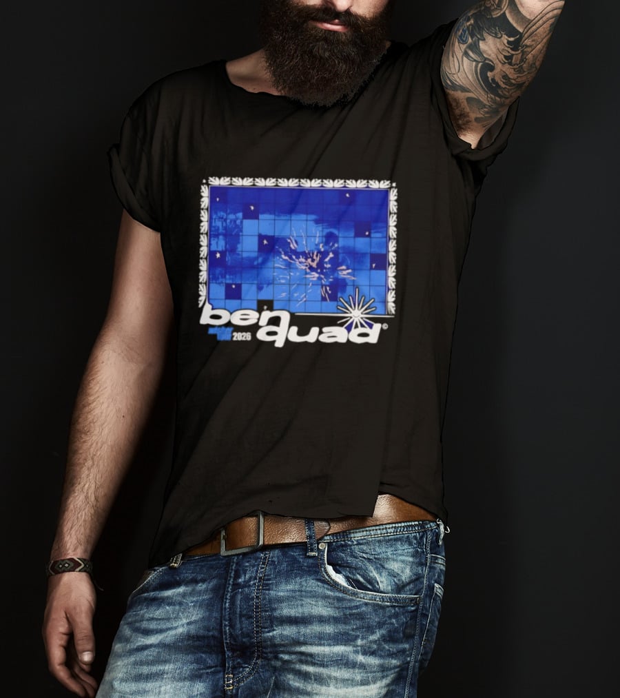 Ben Quad Wisher Tour 2026 Blue Tile Star Pattern Explosion T-Shirt