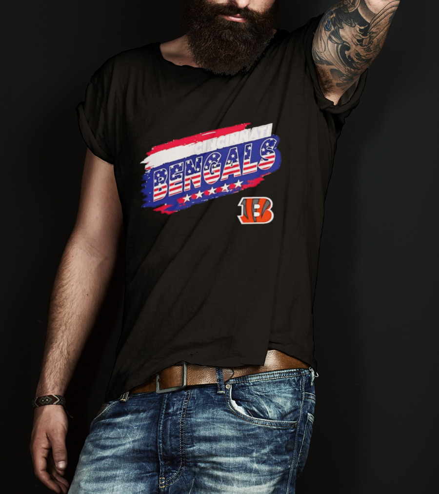 Cincinnati Bengals Stars And Stripes American Flag NFL Team Fan Gear T-Shirt
