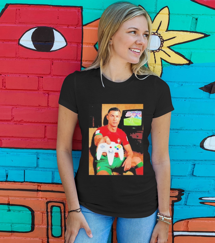 Cristiano Ronaldo Portugal National Team Soccer Gaming Controller Retro Gamer T-Shirt