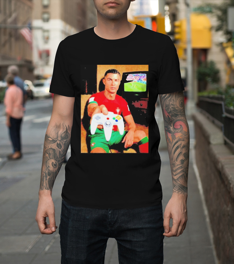 Cristiano Ronaldo Portugal National Team Soccer Gaming Controller Retro Gamer T-Shirt