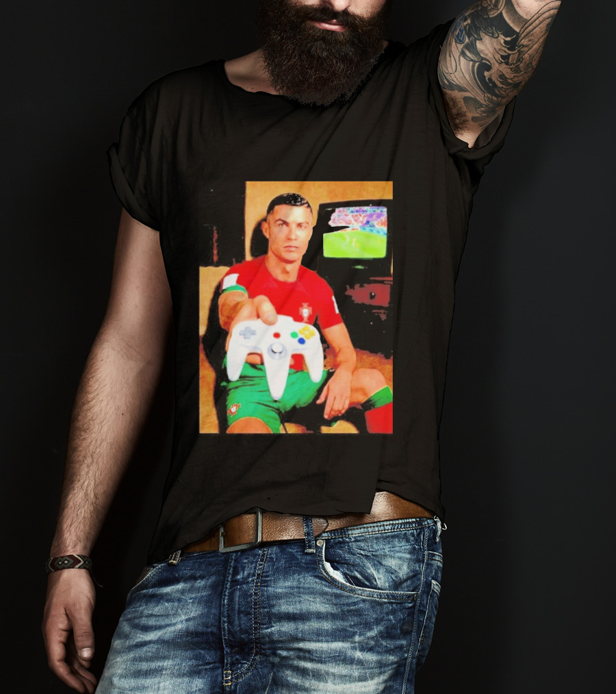 Cristiano Ronaldo Portugal National Team Soccer Gaming Controller Retro Gamer T-Shirt