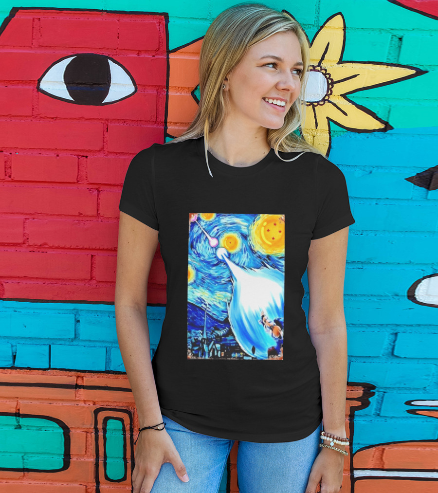 Goku Dragon Ball Z Kamehameha Wave Van Gogh Starry Night Fusion T-Shirt