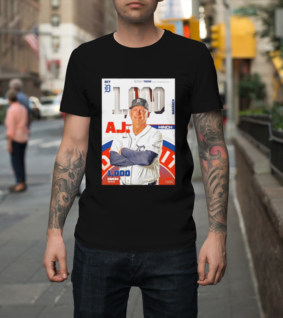 DET Detroit Tigers A.J. Hinch 1000 Managerial Wins T-Shirt